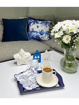 Decofav Fransız Kara Kalem Çizimi Tasarımlı Nakış Kenar Kokteyl Peçetesi 1 Adet