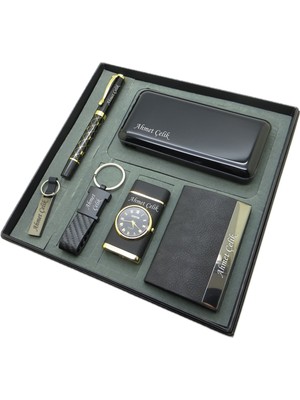 Signator® Sophia | Kişiye Özel Set - 10000 Mah Powerbank + 32 Gb. USB Bellek  + Roller Kalem + Anahtarlık + Saatli Çakmak + Kartvizitlik | Isme Özel Hediyelik Set