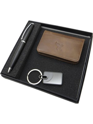 Signator D369 Isme Özel Set - Deri Kartlık + Anahtarlık  + Kalem Seti | Isme Özel Hediyelik Set