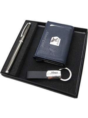 Signator D321 Isme Özel Set - Deri Kartlık + Anahtarlık  + Kalem Seti | Isme Özel Hediyelik Set