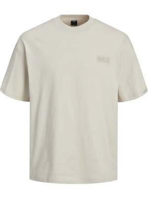 Jack & Jones Yuvarlak Yaka Krem Erkek T-Shirt Jcocollectıve Prınt Tee Ss Crew Nec