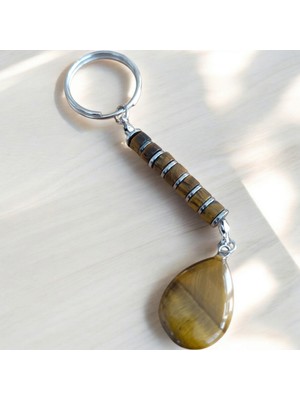 Mga Doğaltaş Kaplan Gözü Anahtarlık Doğal Taş Anahtarlık