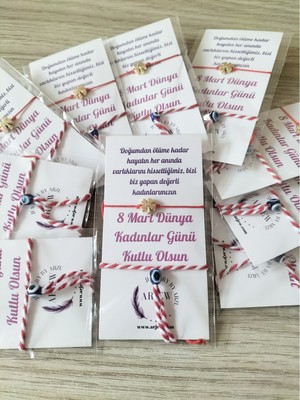 Arjew 8 Mart Kadınlar Günü Hediyesi Yonca  Bileklik ve Marteniçka Seti 10 Adet