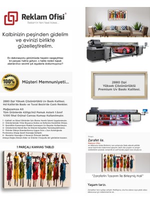 Reklam Ofisi Afrikalı Kadınlar, Soyut Yağlı Boya Görünümlü Premium Kanvas Tablo
