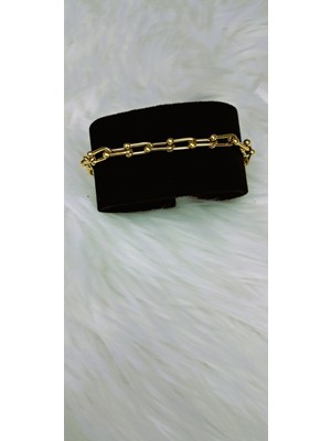 Stainless Steel Badelis Çelik Gold Tfny Bileklik