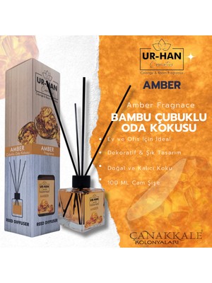 Amber Bambu Çubuklu Oda Kokusu 100 ml Cam Şişe
