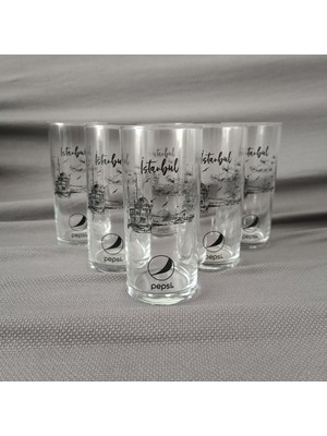 Antika Emektar Eskiler Koleksiyonluk 6 Adet Pepsi temalı Cam Bardak