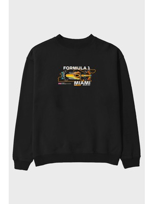 Ankhises Formula 1 Miami Grand Prix Ön Baskılı Anime Oversize Sweatshirt Erkek Kadın Unisex