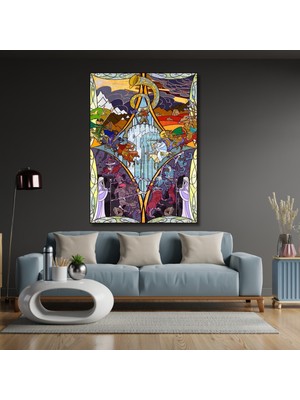 Kanvas Tablo Mozaik Görünümlü Yüzüklerin Efendisi Temalı Dijital Baskı Kanvas Tablo Oyuncu Odası Tablosu