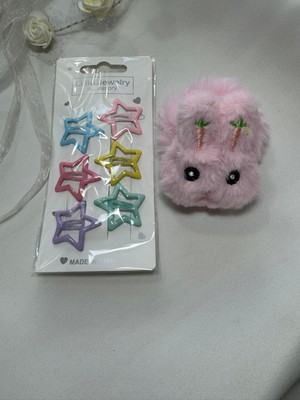 Paketle Center Kız Çocuk Peluş ve Çıtçıtlı Toka Seti