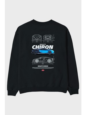 Ankhises Bugatti Chiron 2 Arka Baskılı Anime Oversize Sweatshirt Erkek Kadın Unisex