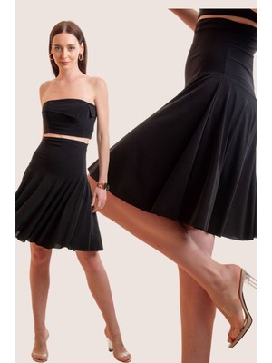 Laranor Süper Yüksek Bel Korsaj Detay Kloş Tasarım Etek (Gündüz & Gece Şıklığı)