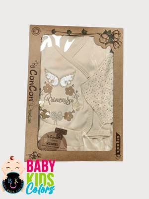 5 Parça Kutulu Sertifikalı Organik Saf Pamuklu Sevimli Hastane Çıkışı Set