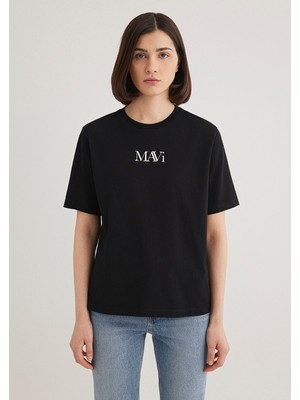 Mavi Logo Baskılı Siyah Tişört 1611594-900