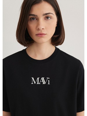 Mavi Mavi Logo Baskılı Siyah Tişört 1611594-900