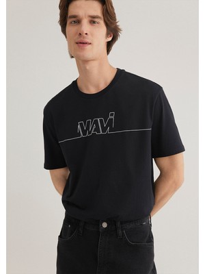 Mavi Logo Baskılı Siyah Tişört 0610254-900