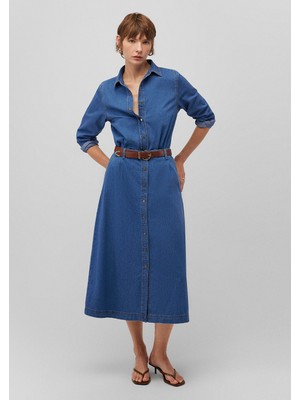 Düğme Detaylı Indigo Etek 1310602-85481