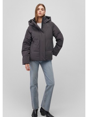 Mavi Kapüşonlu Antrasit Şişme Mont 1110225-80106