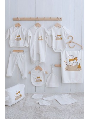 Tuğba Kuğu Organik 11'li Hastane Çıkışı - For Baby - Kahverengi Atkılı Ayı