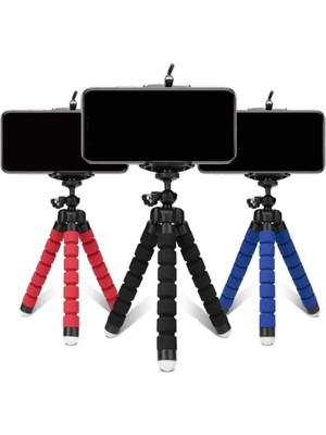 Sünger Kaplamalı Mini Ahtapot Bacaklı Tripod Her Yere Sabitlenebilir Kolay Taşınır
