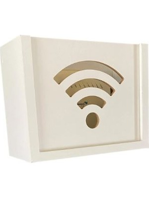 Nifi Art Duvar Düzenleyici Ahşap Dekoratif Beyaz Wifi Kutusu