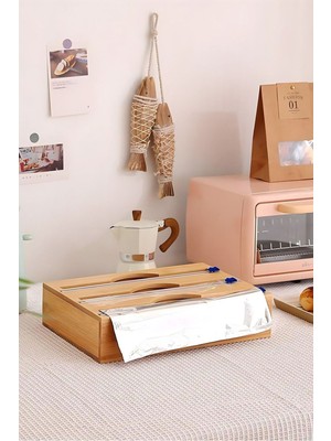 Bambu Streç Film Folyo Düzenleyici 3'lü Streç Folyo Kesici Dayanıklı Mutfak Malzemesi