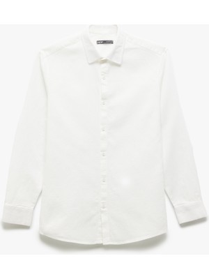 Koton Pamuklu Slim Fit Uzun Kollu Italyan Yaka Gömlek