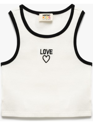 Koton Kalp Baskılı Kız Çocuk Atlet Kolsuz Pamuklu Polyester Karışımlı Rahat Kesim
