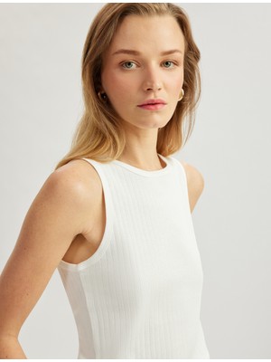 Koton Slim Fit Kolsuz Bisiklet Yaka Pamuklu Ribanalı Atlet