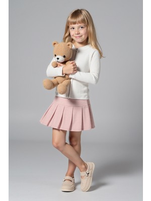 Beli Lastikli Pileli Kız Çocuk Etek