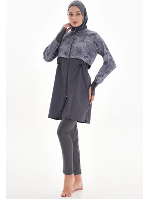 Remsa Tam Kapalı Tesettür Mayo 2322 Pera Düz Gri