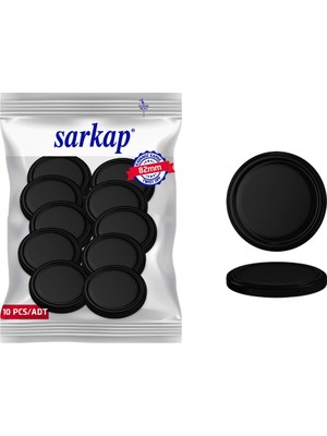 Sarkap Hijyenik Paketli 10 adet Kavanoz Kapağı – Mat Siyah – 82 mm