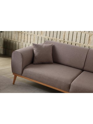 Edsy home rebull 3+1 koltuk takımı kahverengi + sütlü kahve