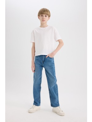 DeFacto Erkek Çocuk Straight Fit Düz Paça Basic Düz Jean Pantolon D6475A825SM