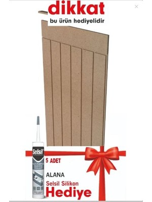 Dekoratif Duvar Paneli ( 54 x 100 Cm) Boyanabilir Ahşap Ham Mdf Duvar Paneli 5 Adet Silikon
