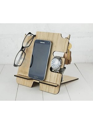Masaüstü Telefon Standı Organizer Ahşap