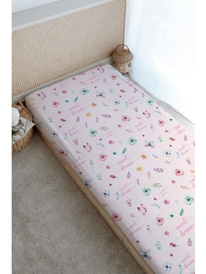 Tuğba Kuğu Baskılı Düz Çarşaf - For Baby Serisi - Kelebekli Çember