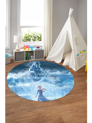 Napoli Home Baskılı Çizgi Film At Figürlü Yıkanabilir Kaymaz  Yuvarlak Çocuk Odası Halısı,Çocuk-Y-67-Turkuaz,
