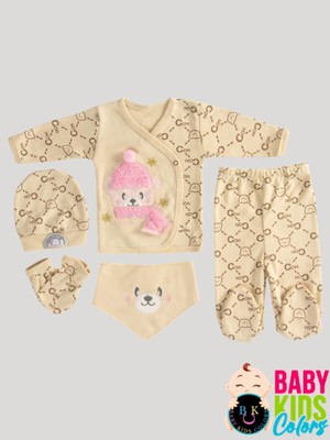 Baby Kids Colors 5 Parça Kutulu Sertifikalı Organik Saf Pamuklu Sevimli Hastane Çıkışı Set