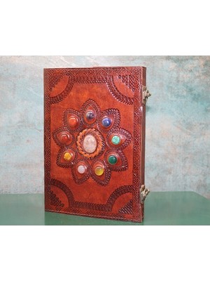Periboia taşlı deri defter model 14 