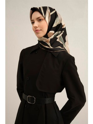 Armine Çiçek Desenli Saf İpek Twill Eşarp 9307 08