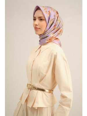 Armine Çiçek Desenli Saf İpek Sura Eşarp 9347D 50