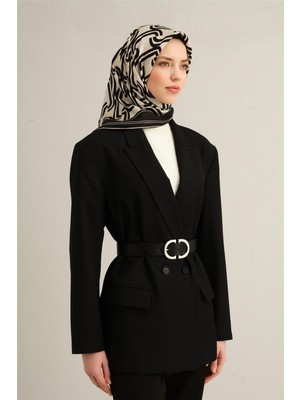 Armine Klasik Desenli Saf İpek Twill Eşarp 9348 09