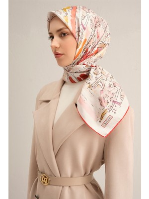 Armine Obje Desenli Saf İpek Sura Eşarp 9349D 32