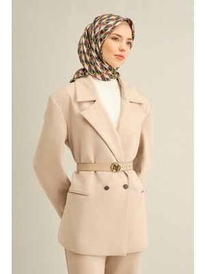 Armine Geometrik Desenli Saf İpek Twill Eşarp 9309D 84