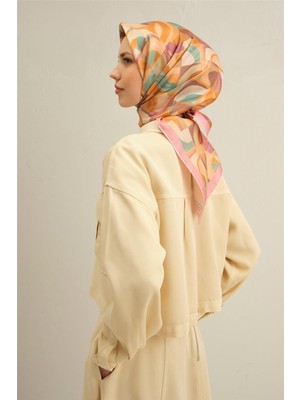 Armine Geometrik Desenli Saf İpek Twill Eşarp 9329D 34