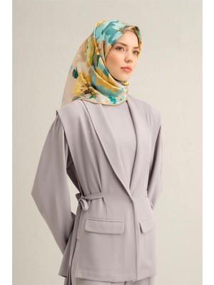 Armine Çiçek Desenli Saf İpek Sura Eşarp 9340 07