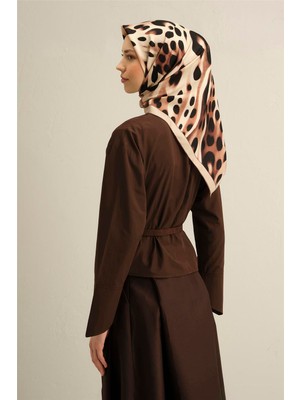Armine Leopar Desenli Saf İpek Sura Eşarp 9320D 31