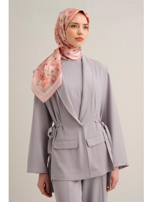 Armine Çiçek Desenli Saf İpek Twill Eşarp 9300D 35