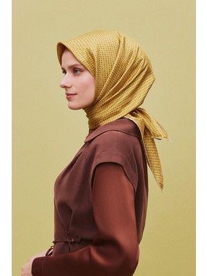 Armine Çiçek Desenli Saf İpek Twill Eşarp 9307D 35